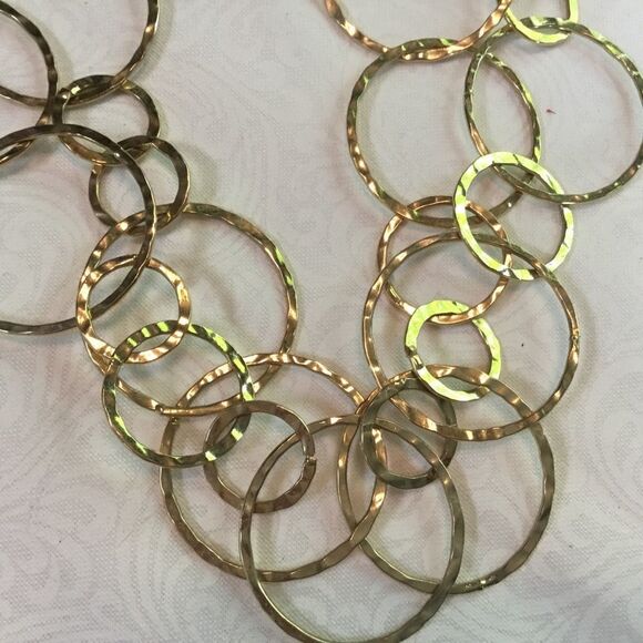 Goldtone Hammered Texture Hoop Necklace - Picture 5 of 5
